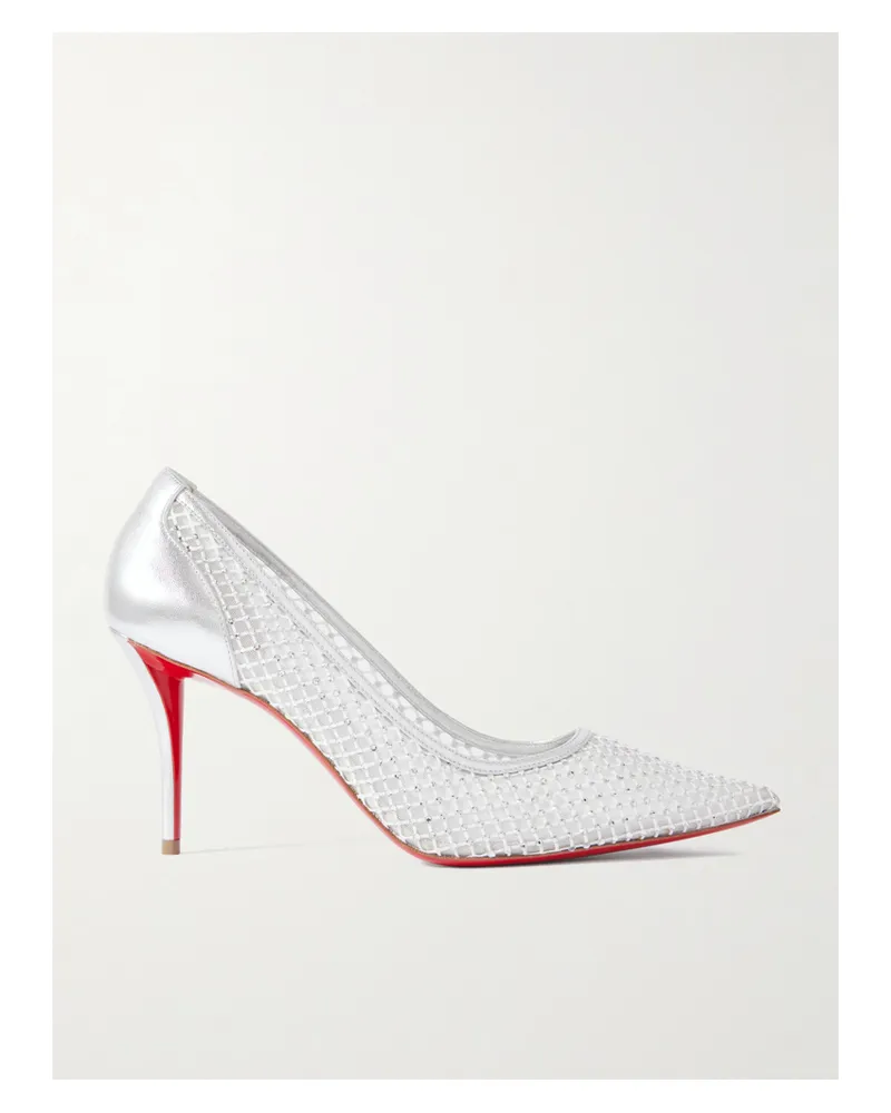Christian Louboutin Apostropha 80 Crystal-embellished Mesh Pumps - Silver Silver