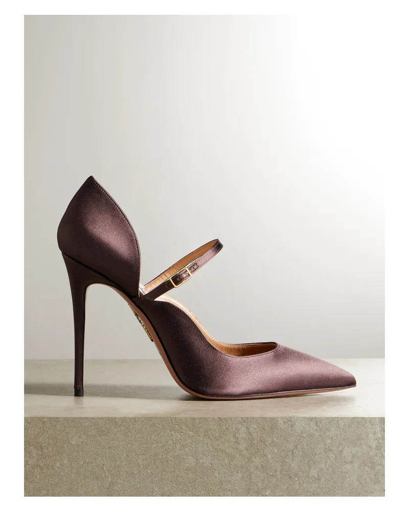 Aquazzura Bellezza 105 Mary-jane-pumps Aus Satin - Braun Braun