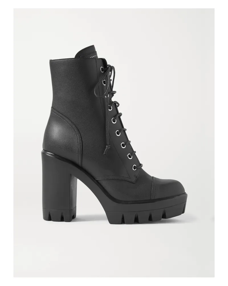 Giuseppe Zanotti Schnürstiefel Aus Leder Mit Plateau - Schwarz Schwarz