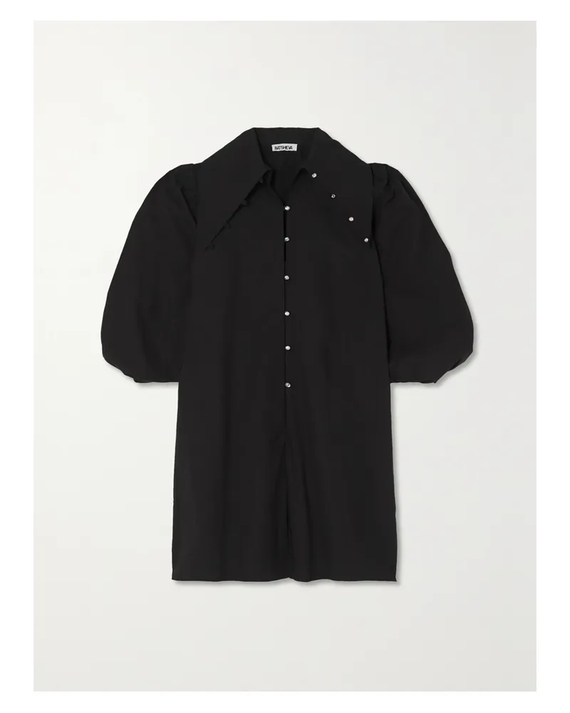 BATSHEVA Robin Minikleid Aus Baumwollpopeline Mit Kristallen - Schwarz Schwarz