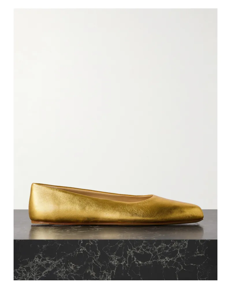 Gabriela Hearst Andre Ballerinas Aus Leder In Metallic-optik - Gold Gold