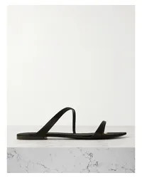 Saint Laurent Tanger Zehensandalen aus Satin Schwarz