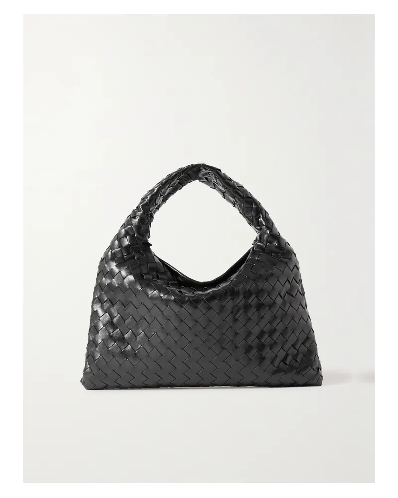 Bottega Veneta Hop Medium Intrecciato Leather Tote - Black Black