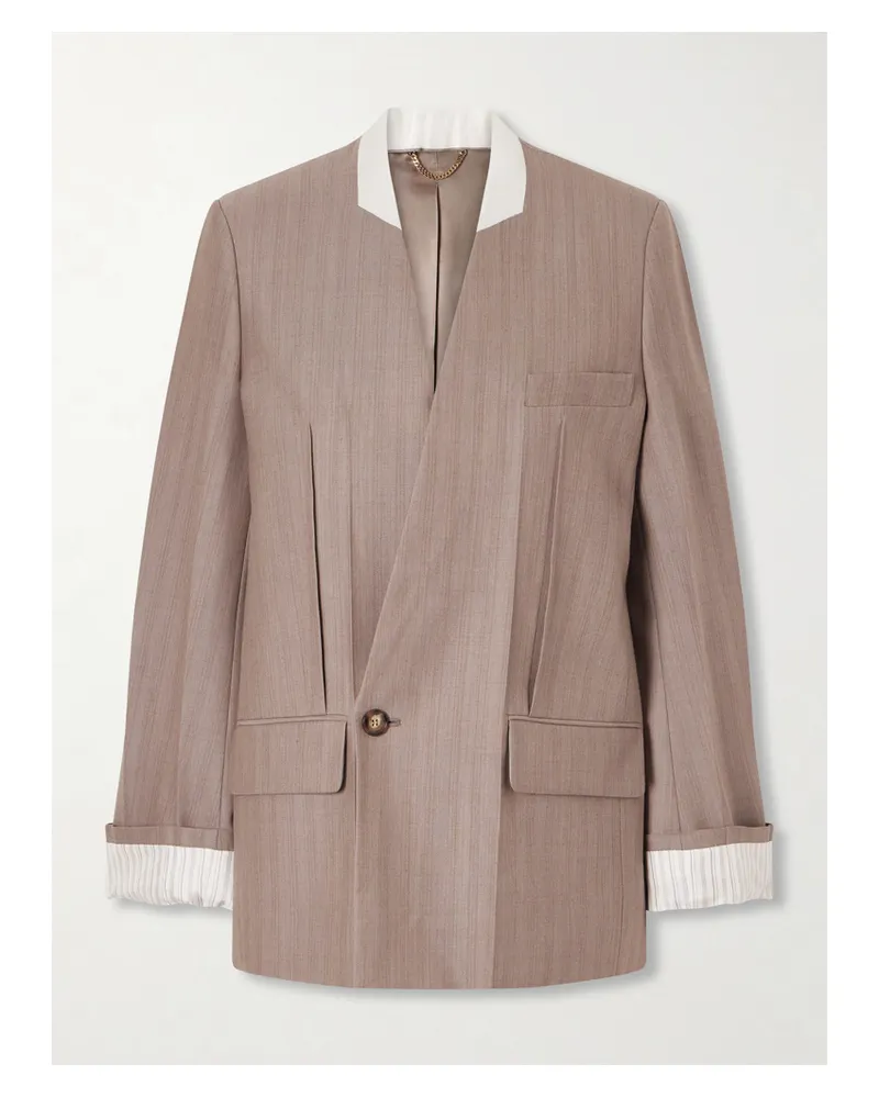 Victoria Beckham Double-breasted Striped Wool Blazer - Gray Gray