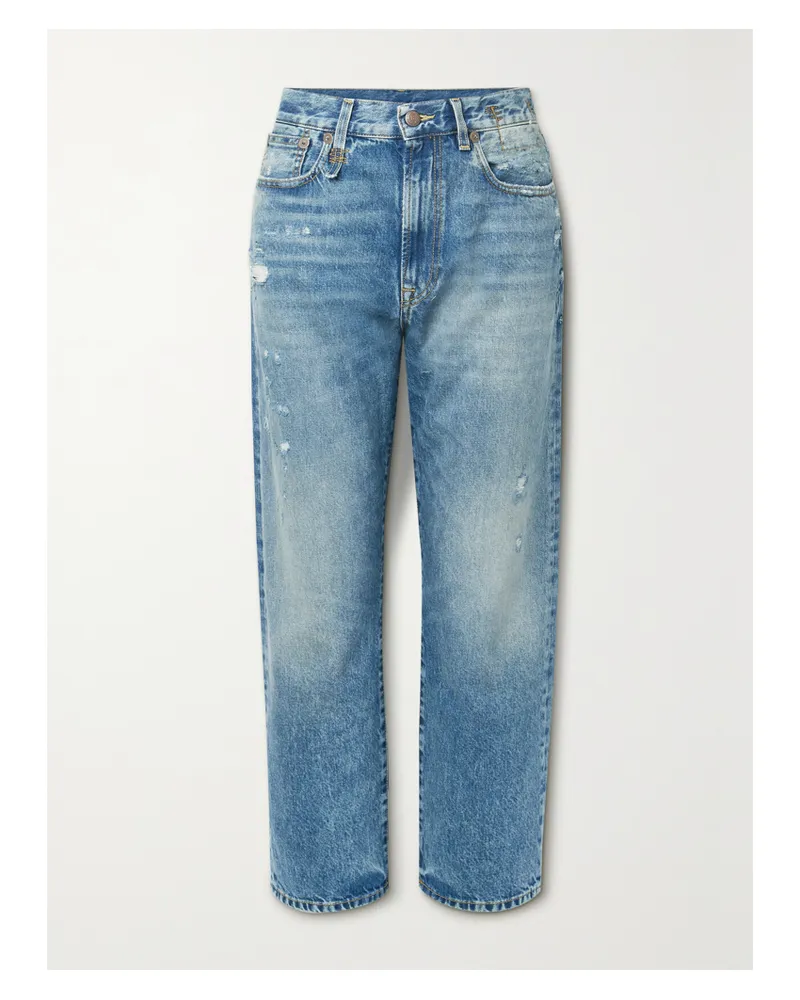 R13 Boyfriend-jeans In Distressed-optik - Blau Blau