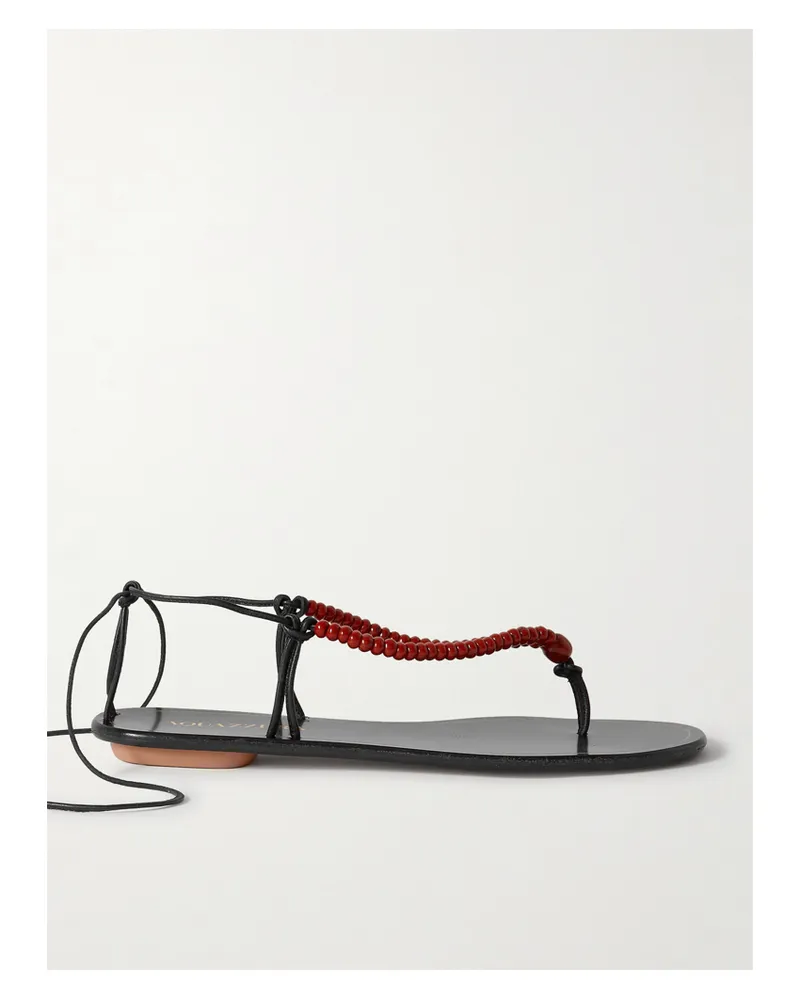 Aquazzura Amalfi Sandalen Aus Leder Mit Verzierungen - Schwarz Schwarz