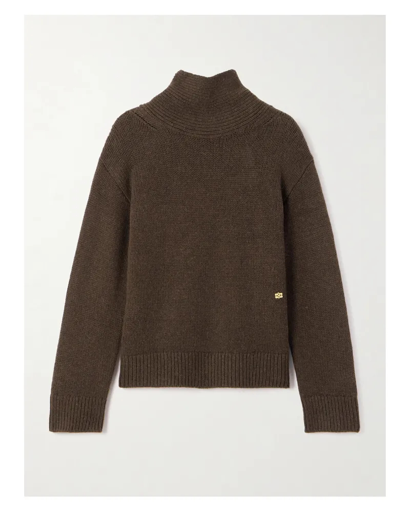 Ganni Stehkragenpullover Aus Einer Woll-yakwollmischung - Braun Braun