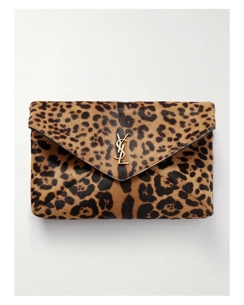 Saint Laurent Cassandre Leather-trimmed Leopard-print Calf Hair Shoulder Bag - Animal print Animal