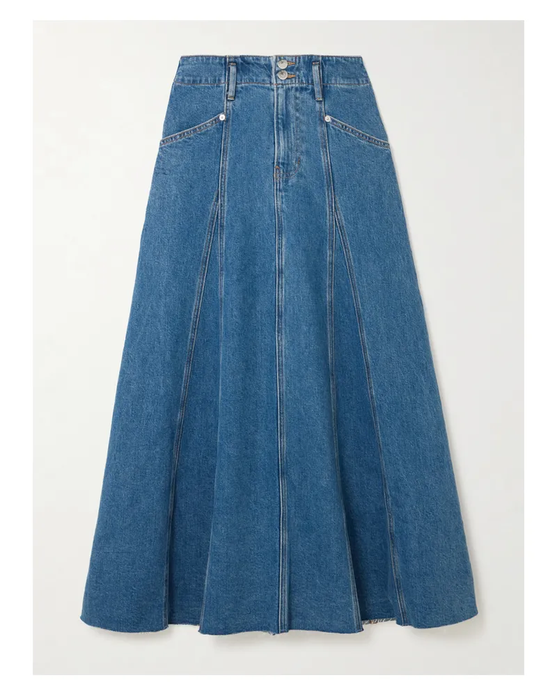 Veronica Beard Alix Midi-jeansrock Mit Fransen - Blau Blau