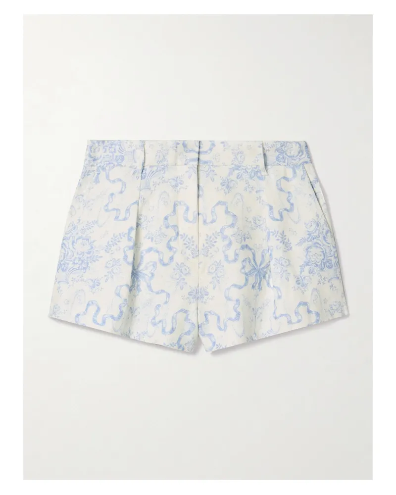 LoveShackFancy Lacette Shorts Aus Bedrucktem Leinen Mit Bundfalten - Blau Blau