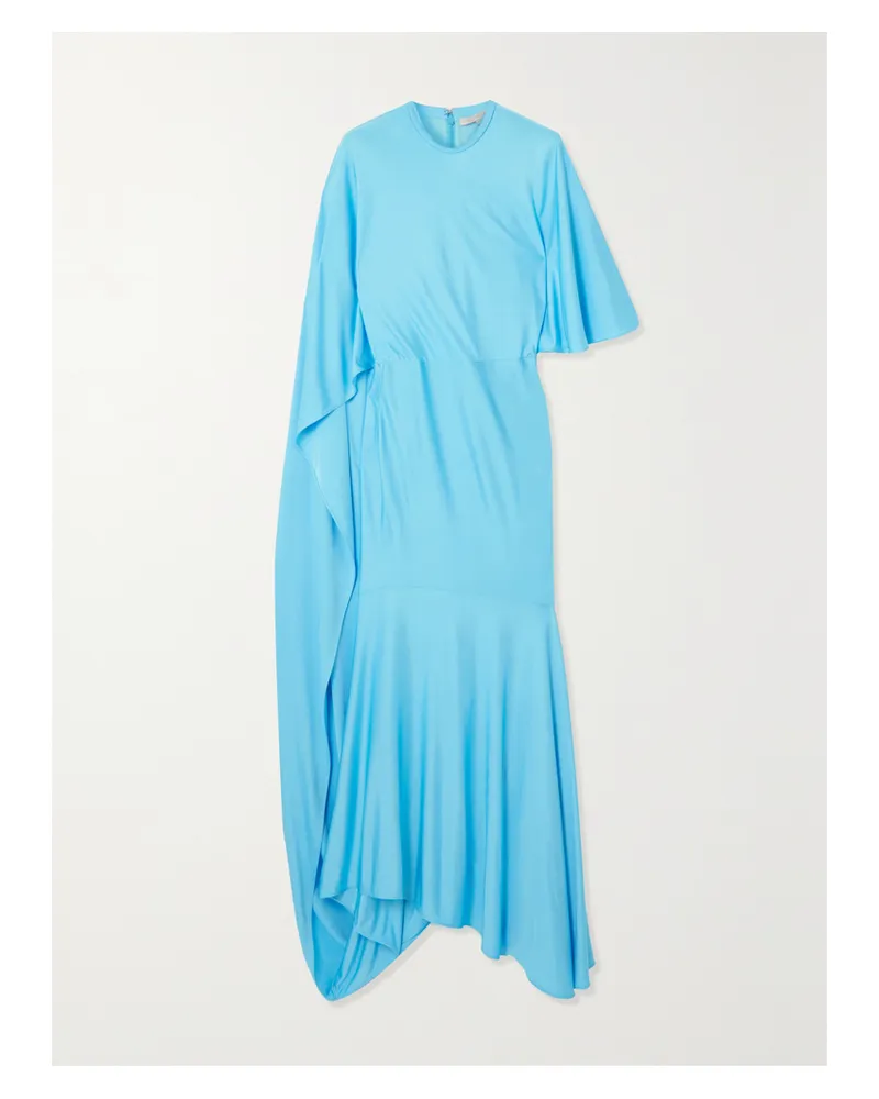 Stella McCartney Asymmetrisches Maxikleid Aus Jersey Mit Cape-effekt - Blau Blau