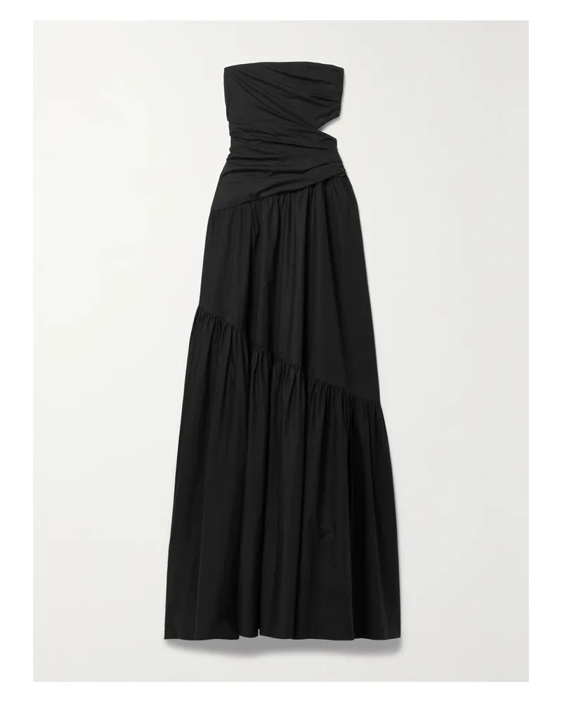 A.L.C. Lark Trägerloses Maxikleid Aus Baumwollpopeline Mit Raffungen - Schwarz Schwarz