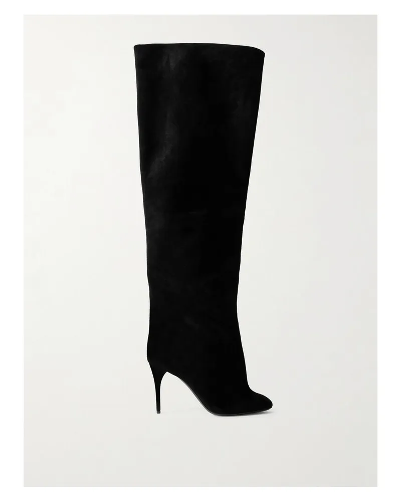 Alaïa Overknees Aus Veloursleder - Schwarz Schwarz
