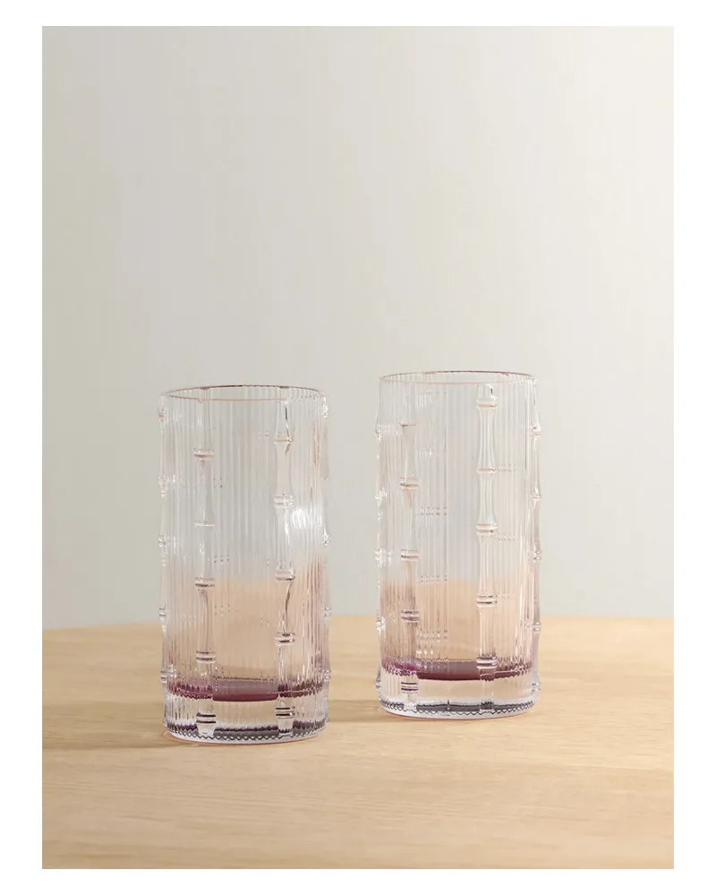 La DoubleJ Bamboo Set Aus Zwei Kristallgläsern - Pink Pink