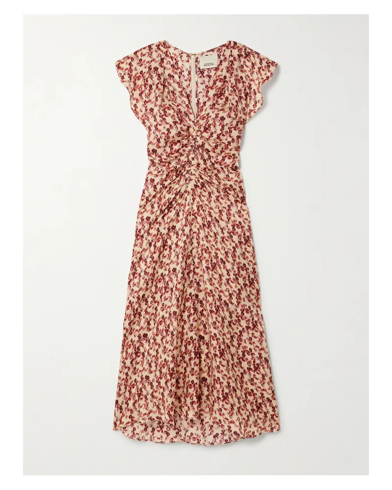 Isabel Marant Lyndsay Midikleid Aus Bedrucktem Satin Mit Raffungen - Rot Rot