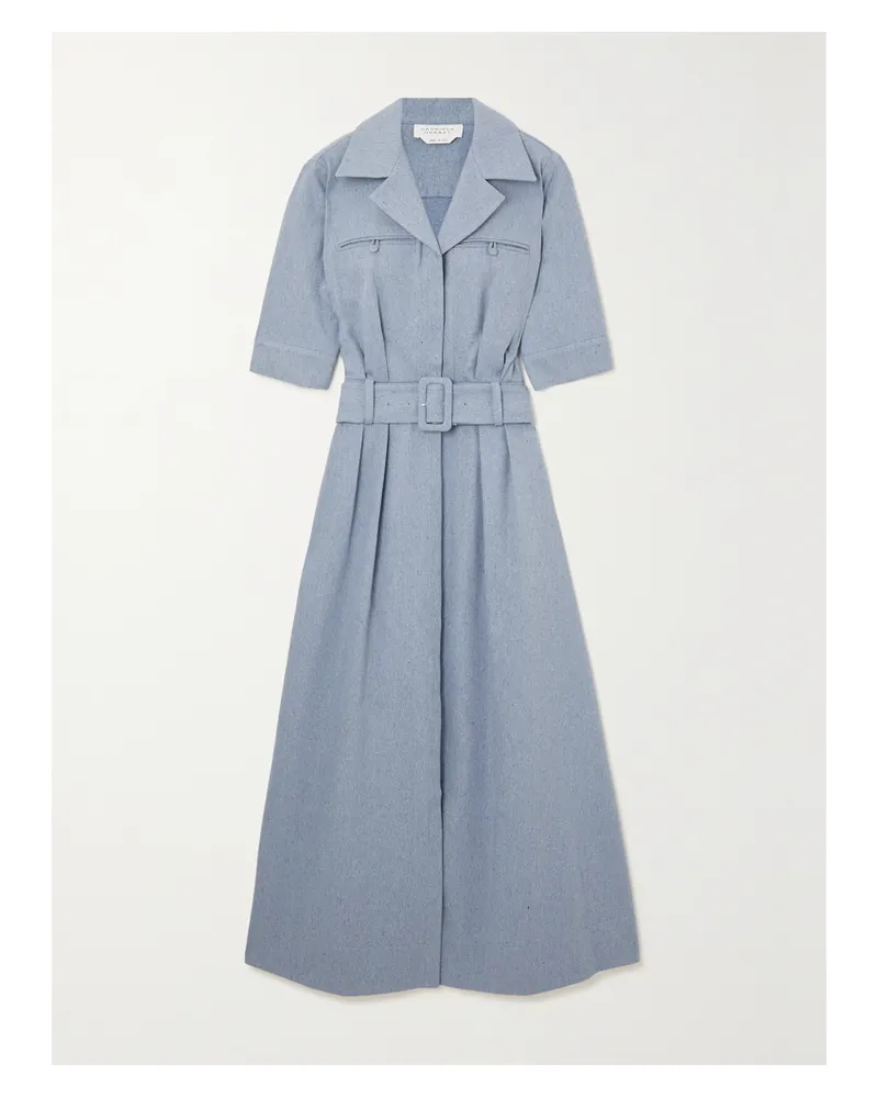 Gabriela Hearst Simone Midikleid Aus Baumwoll-chambray Mit Gürtel - Blau Blau