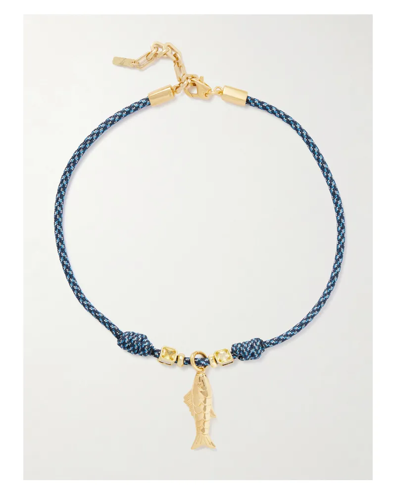 Martha Calvo Largo Gold-plated And Cord Necklace - Blue Blue