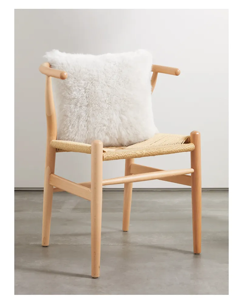 Brunello Cucinelli Kissen Aus Shearling Und Leder - Weiß Weiß