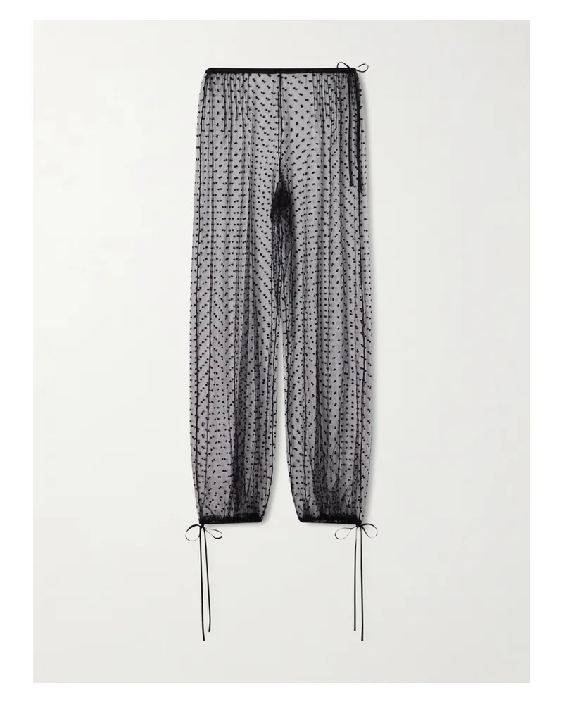 Kiki De Montparnasse Hose Aus Tüll Mit Flockprint Und Schleifen - Schwarz Schwarz