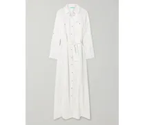 Darcy Belted Cotton And Linen-blend Maxi Shirt Dress - White