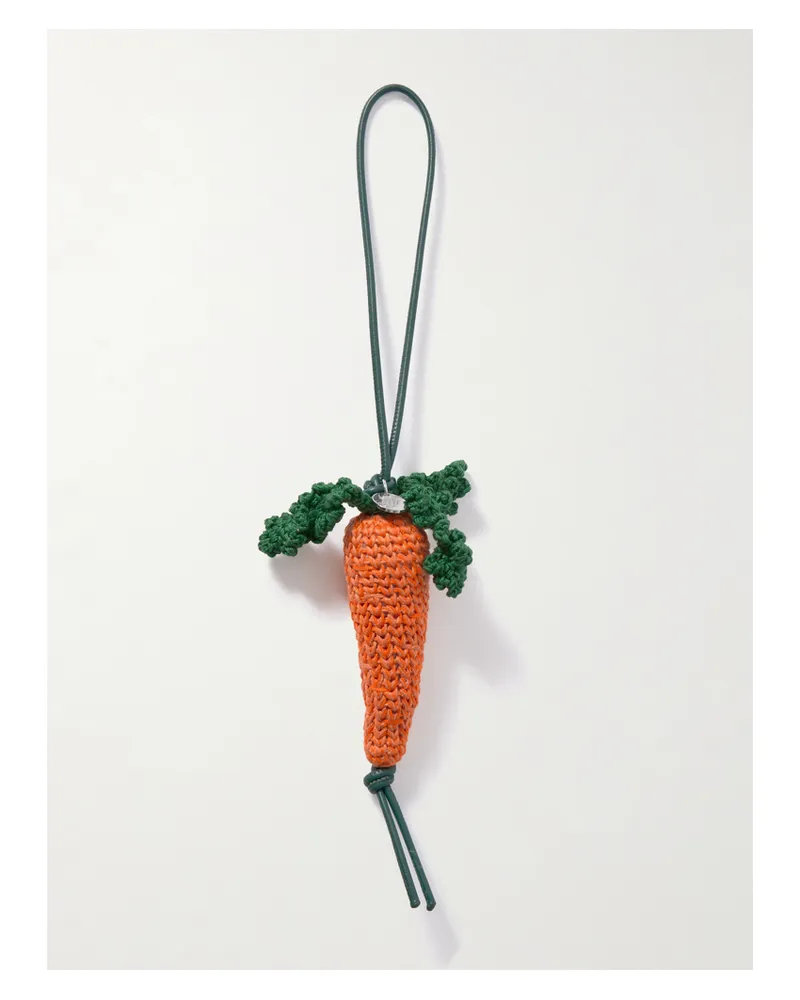 J.W.Anderson Carrot Taschenanhänger Aus Gehäkelter Baumwolle Und Leder - Orange Orange