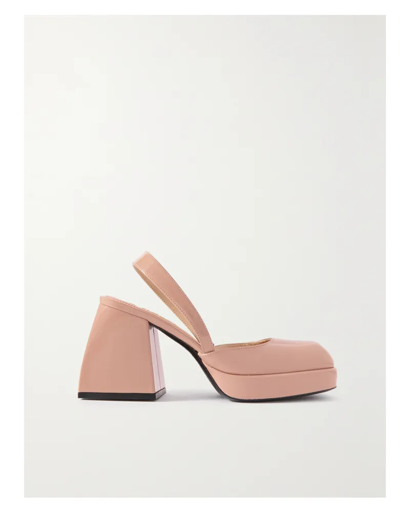 NODALETO Bulla Jones Slingback-pumps Aus Lackleder Mit Plateau - Pink Pink