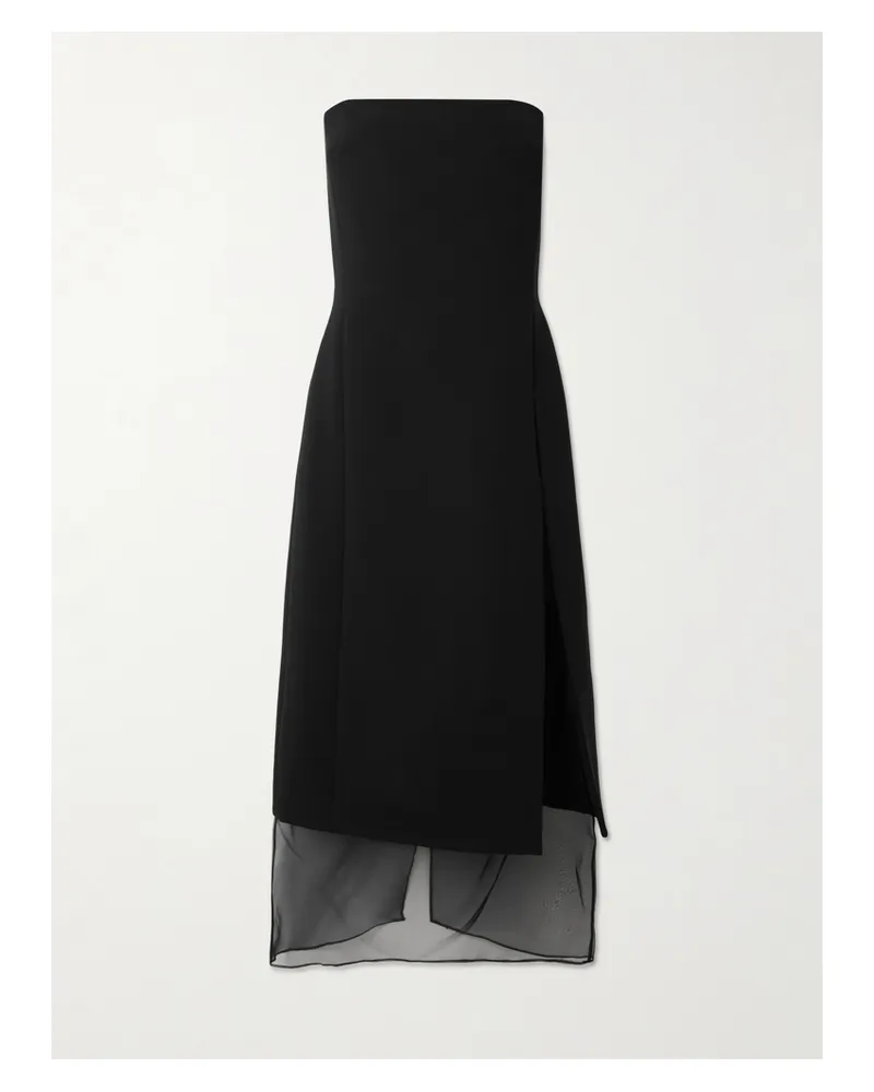 Esse Studios Portia Strapless Draped Crepe Midi Dress - Black Black