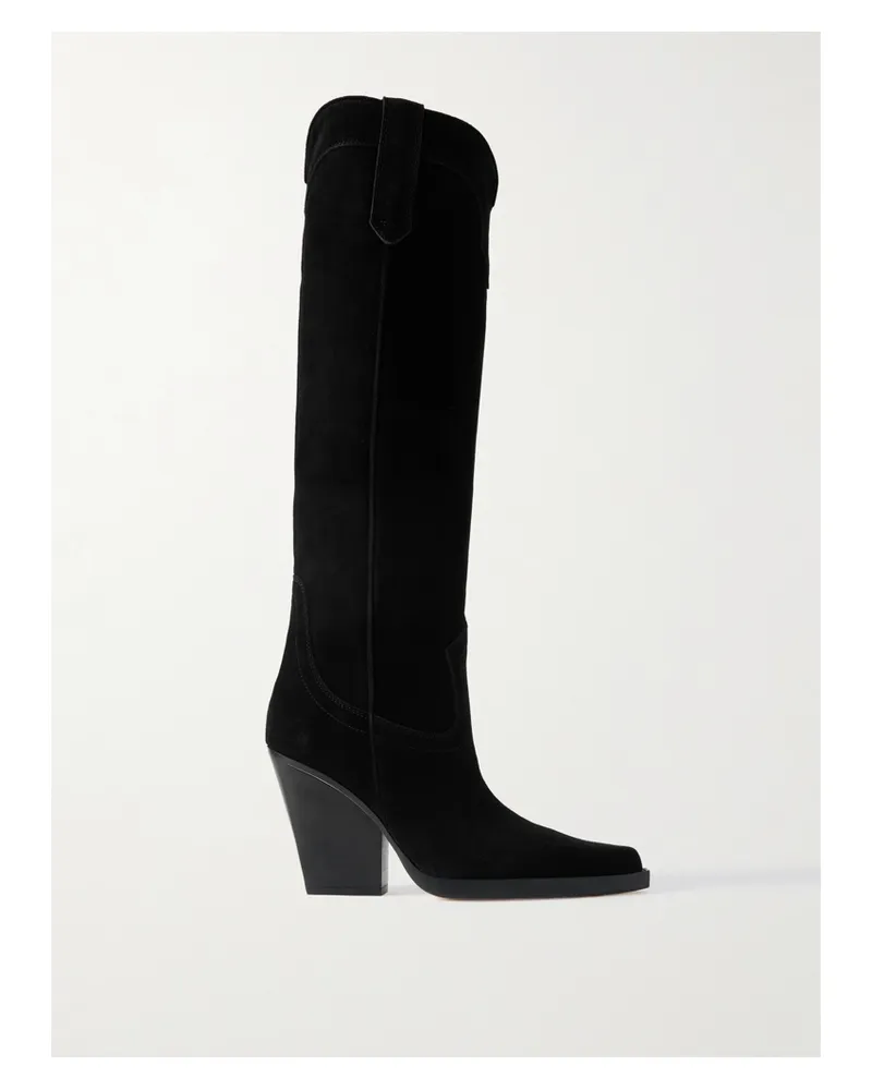Paris Texas El Dorado Cowboystiefel Aus Leder Mit Schlangeneffekt Und Stickereien - Schwarz Schwarz