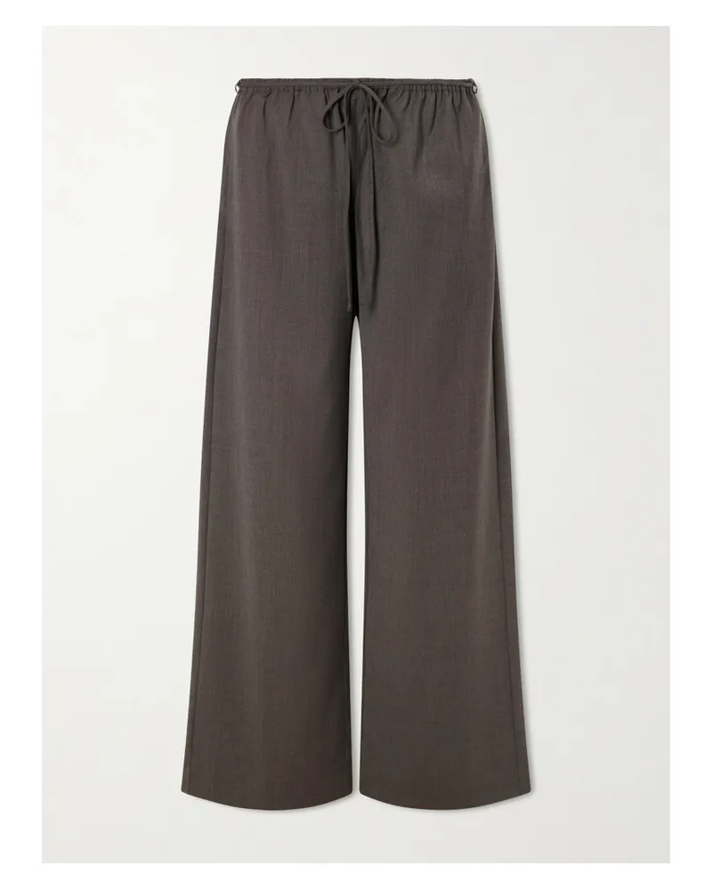 St. Agni Everyday Wool-blend Wide-leg Pants - Brown Brown