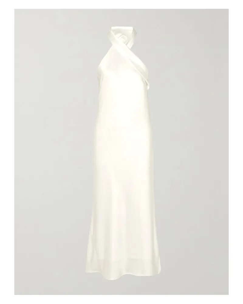 GALVAN Pandora Neckholder-midikleid Aus Satin - Elfenbein Elfenbein