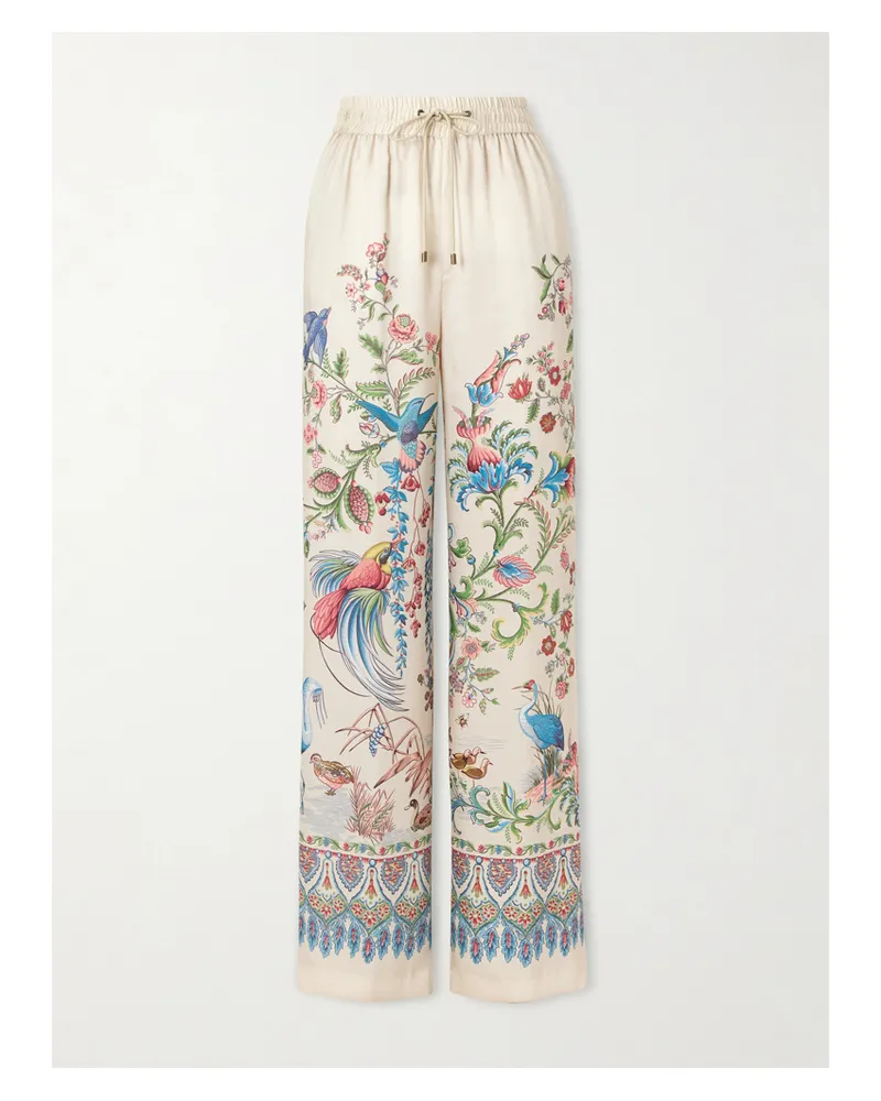 Etro Printed Satin-twill Wide-leg Pants - White White