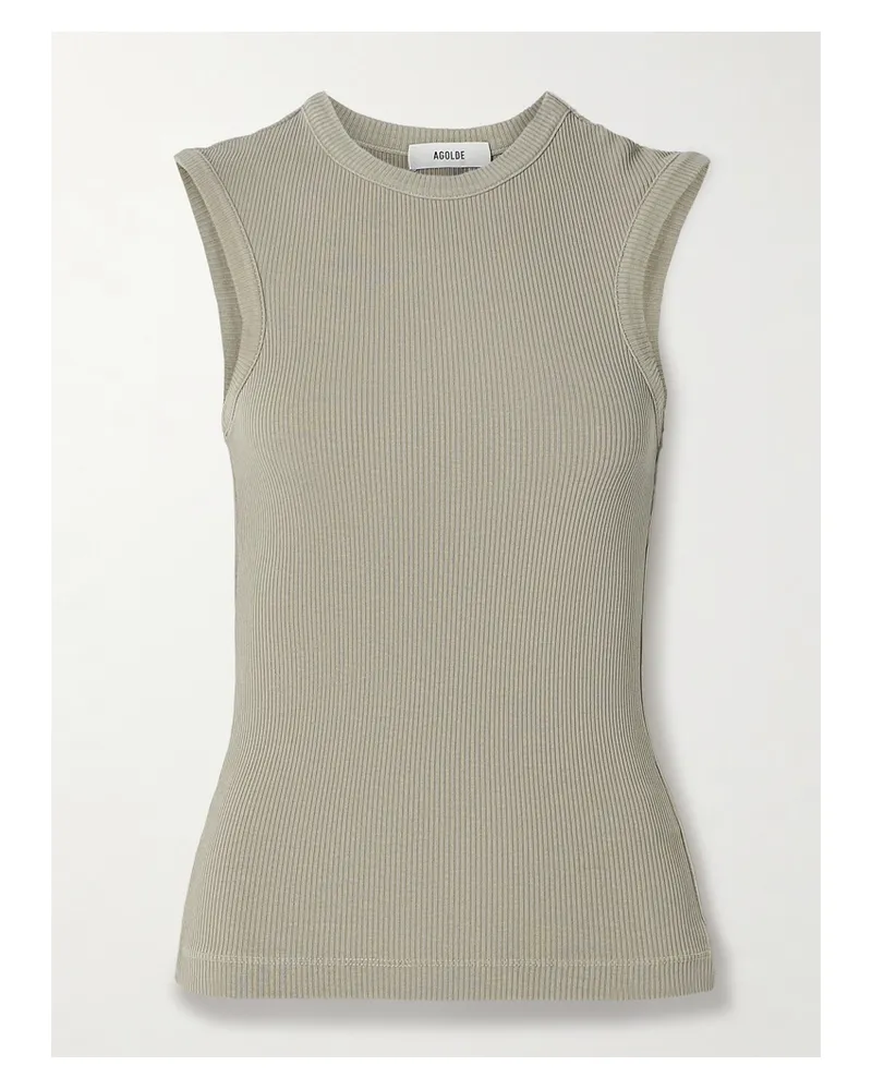 AGOLDE Cassidy Tanktop Aus Geripptem Stretch-jersey Aus Einer Biobaumwoll-lyocell-mischung - Neutral Neutral