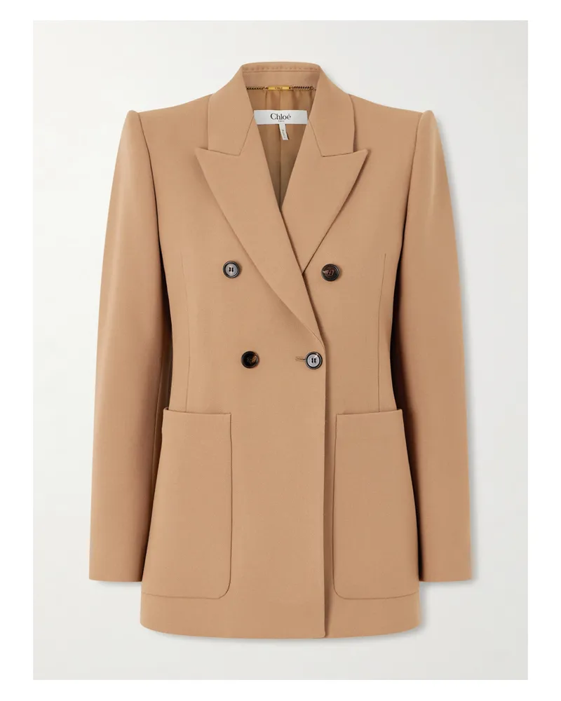 Chloé Double-breasted Wool-gabardine Blazer - Brown Brown