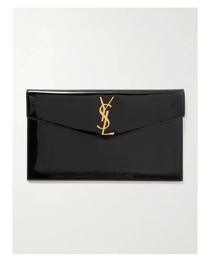 Saint Laurent Uptown Beutel aus Lackleder Schwarz