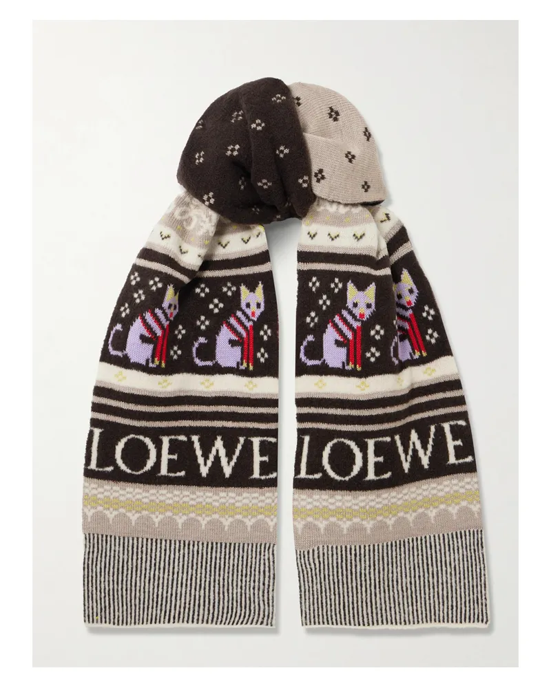 Loewe Schal Aus Einer Wollmischung Mit Intarsienmuster - Mehrfarbig Mehrfarbig