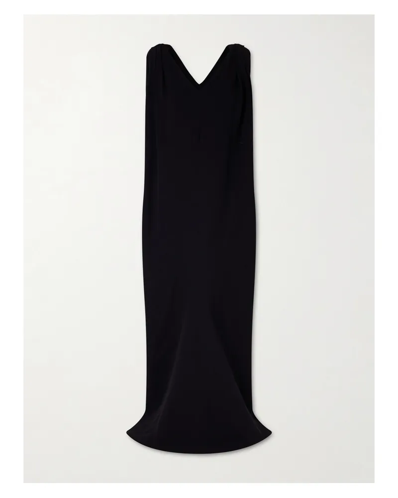 Balenciaga Draped Silk And Wool-blend Crepe Maxi Dress - Black Black