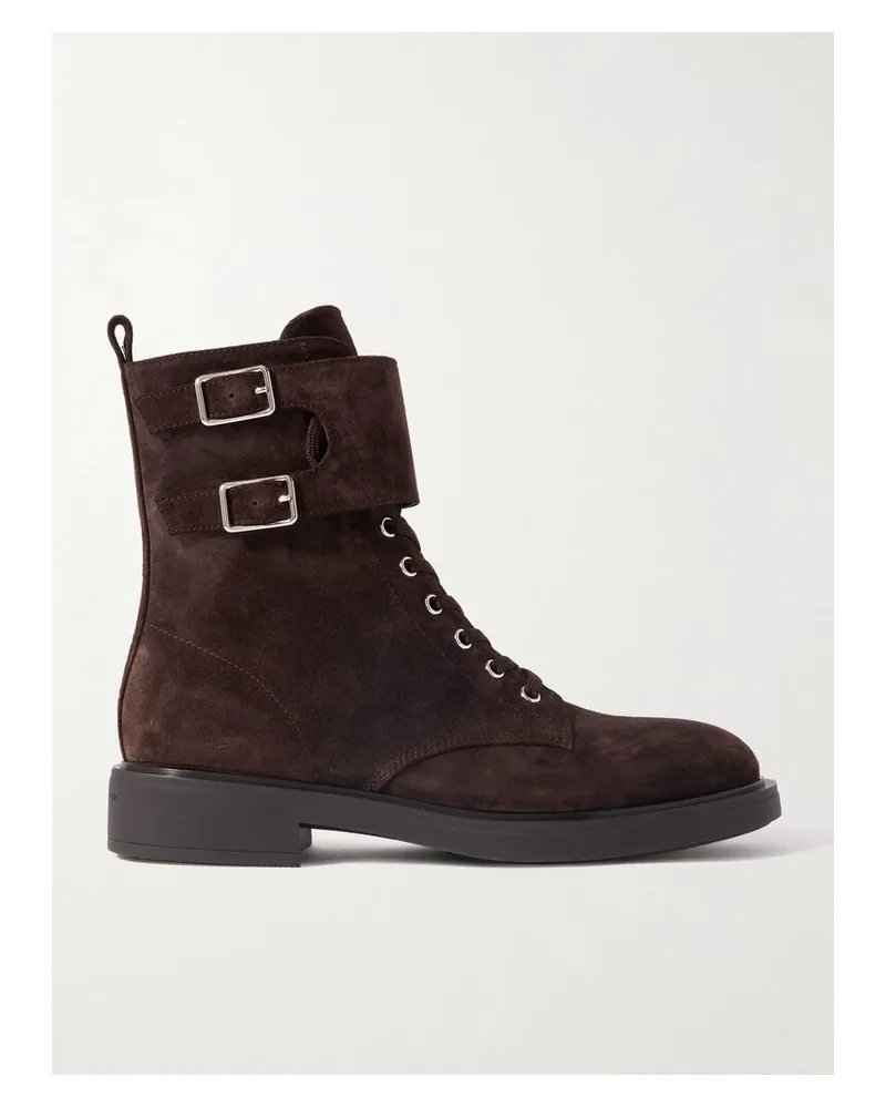 Gianvito Rossi Ripley Stiefel Aus Veloursleder Mit Schnalle - Braun Braun