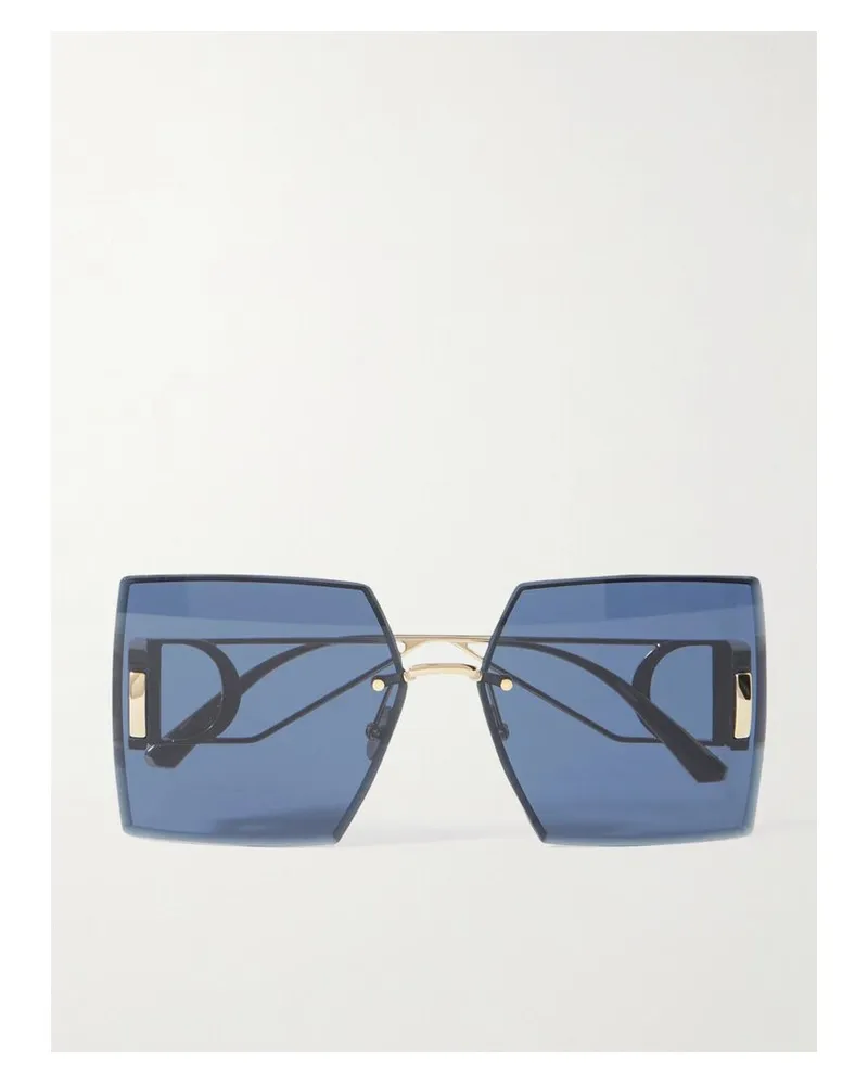 Dior 30montaigne S7u Goldfarbene Sonnenbrille Mit Eckigem Rahmen - Blau Blau