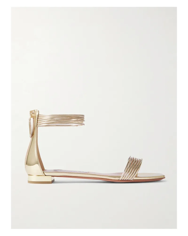 Aquazzura Sway Sandalen Aus Metallic-leder - Gold Gold