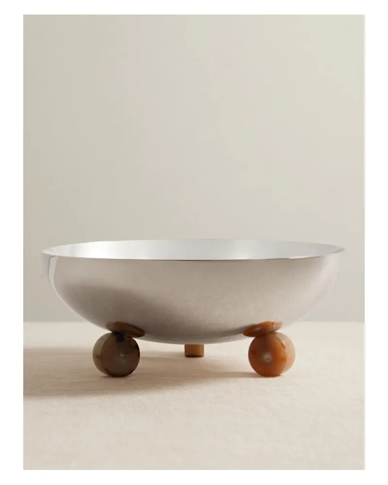 Brunello Cucinelli Versilberte Schale Mit Details Aus Horn Silber
