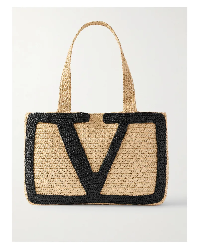 Valentino Garavani Viva Superstar Tote Aus Gehäkeltem Raffiabast - Neutral Neutral