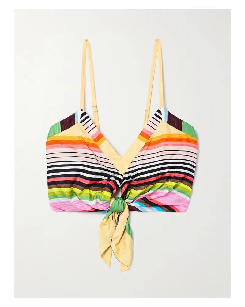 Christopher John Rogers Casette Bustier Aus Glänzendem Jacquard Mit Streifen Zum Binden - Mehrfarbig Mehrfarbig