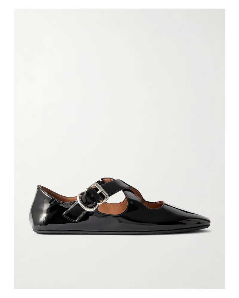 Alaïa Criss Cross Patent-leather Ballet Flats - Black Black