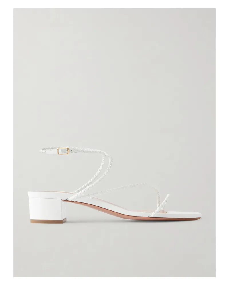 Aquazzura Luca 35 Braided Leather Sandals - White White