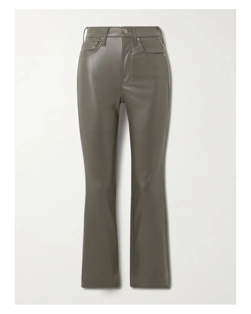 Mother The Insider Flood Verkürzte Bootcut-hose Aus Kunstleder - Grün Grün