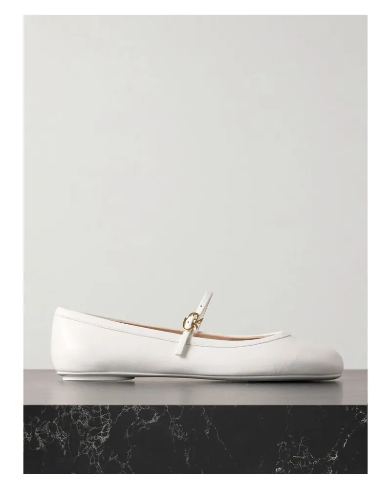 Gianvito Rossi Carla Mary-jane-ballerinas Aus Leder - Weiß Weiß
