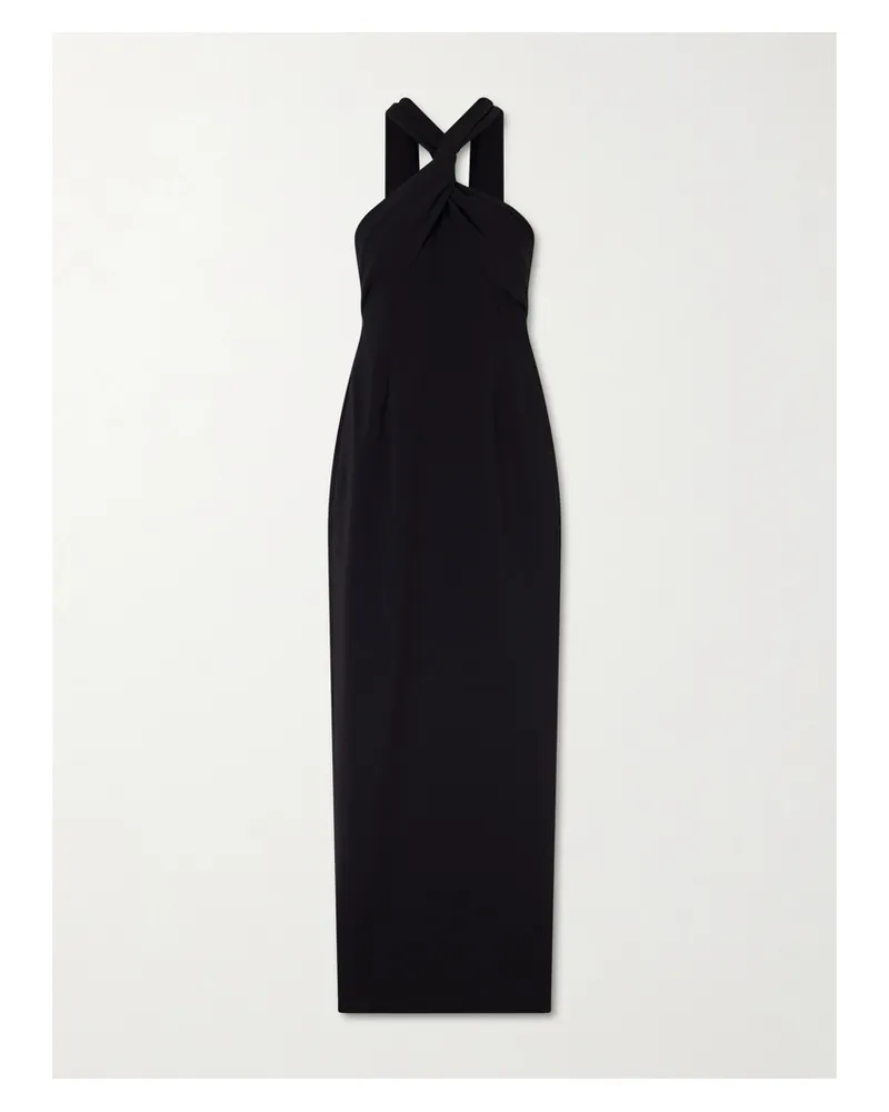 Solace London Rona Twisted Crepe Halterneck Gown - Black Black