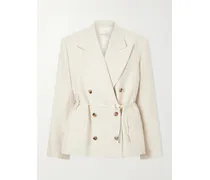 Bosea Oversized Double-breasted Striped Cotton Blazer - Neutrals