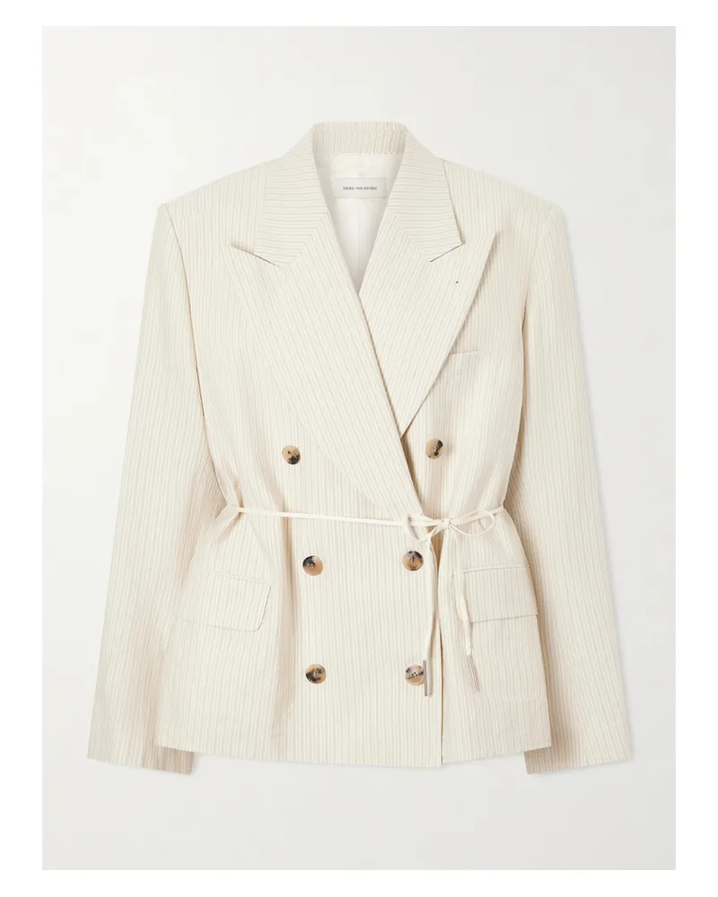 Dries van Noten Bosea Oversized Double-breasted Striped Cotton Blazer - Neutrals Neutrals
