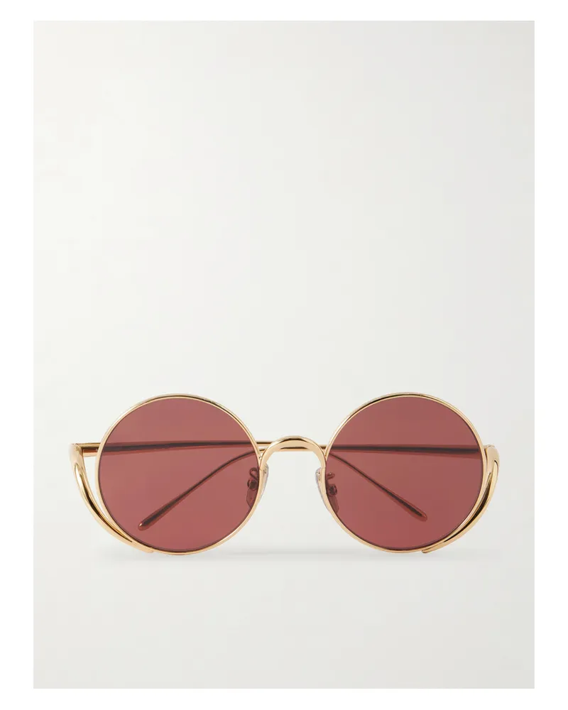 Loewe Goldfarbene Sonnenbrille Mit Rundem Rahmen Gold